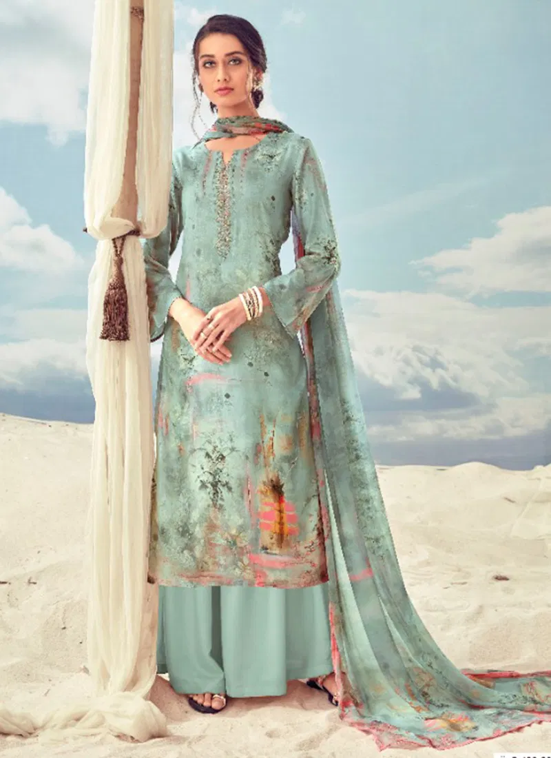 Aaisha Pure Jam Digital Print Diamond Swarovski  Work Plazo Suit Collection 486-001-010